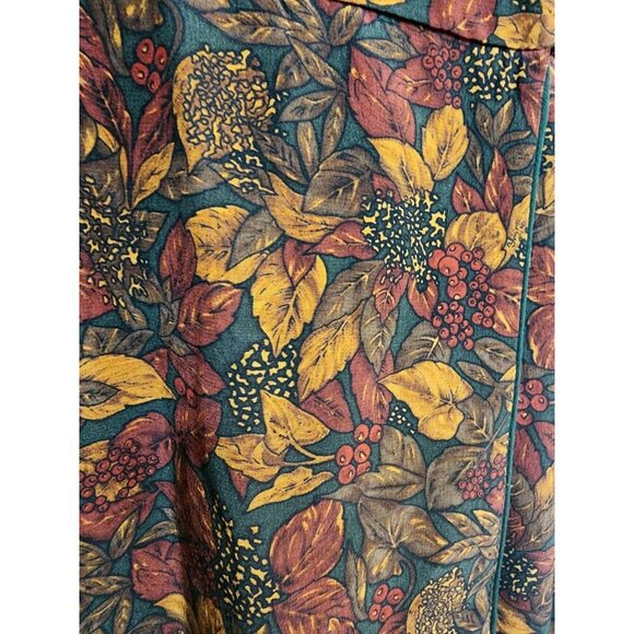 Vtg Talbots Petites Sz 8 100% Silk Cottage Witchy Faux Wrap Dress Fall Floral - Picture 4 of 7